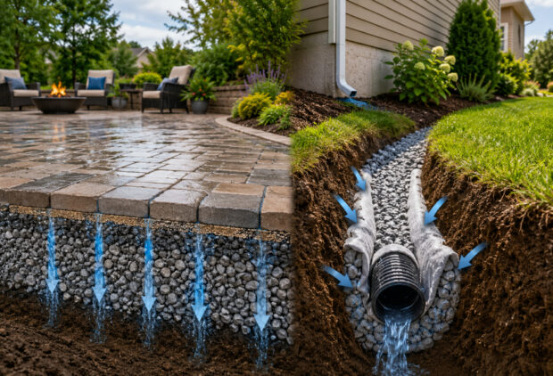 Permeable Pavers vs. French Drains: Solving Sub-Surface Water Pooling on Raymore Properties